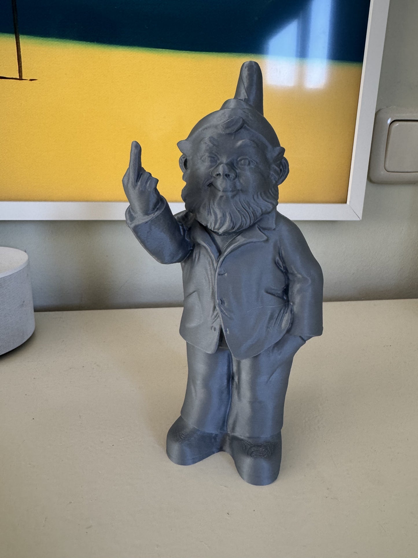 Brutale Kabouter – 3D-Geprint Decoratief Beeldje | Grijs