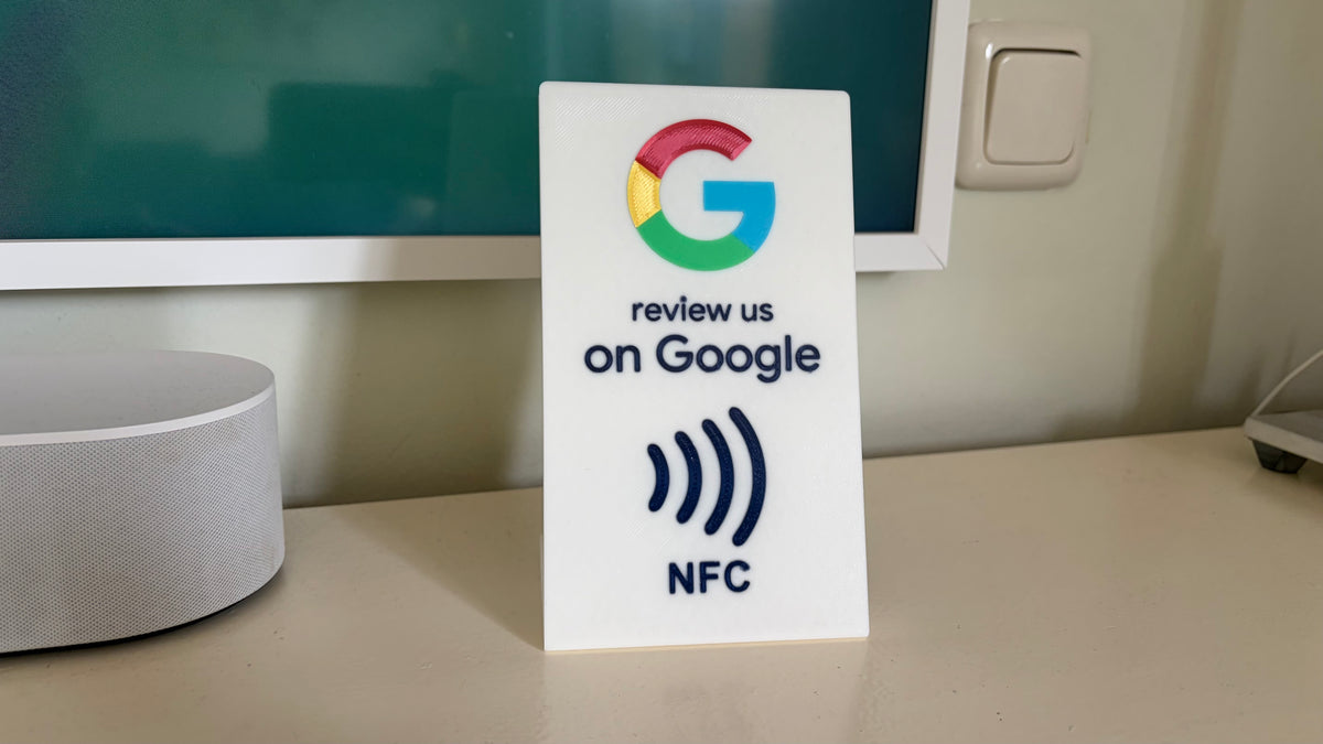 Google review bordje met NFC-chip, 3D-geprint door Popaiprint