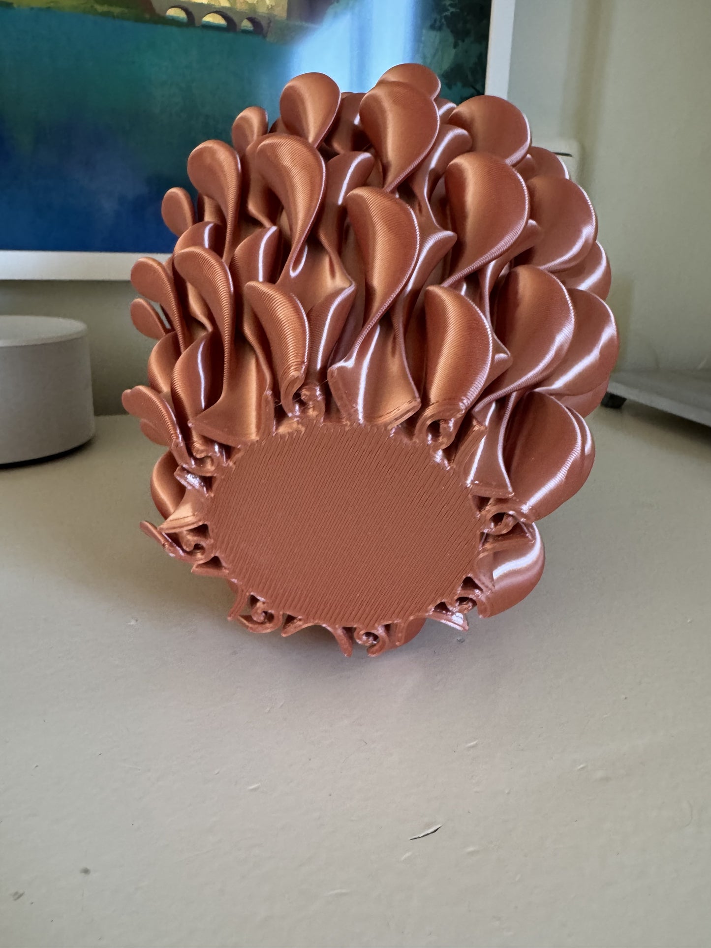 3D-Geprinte Decoratieve Vaas – Organisch Golf Patroon | Koper