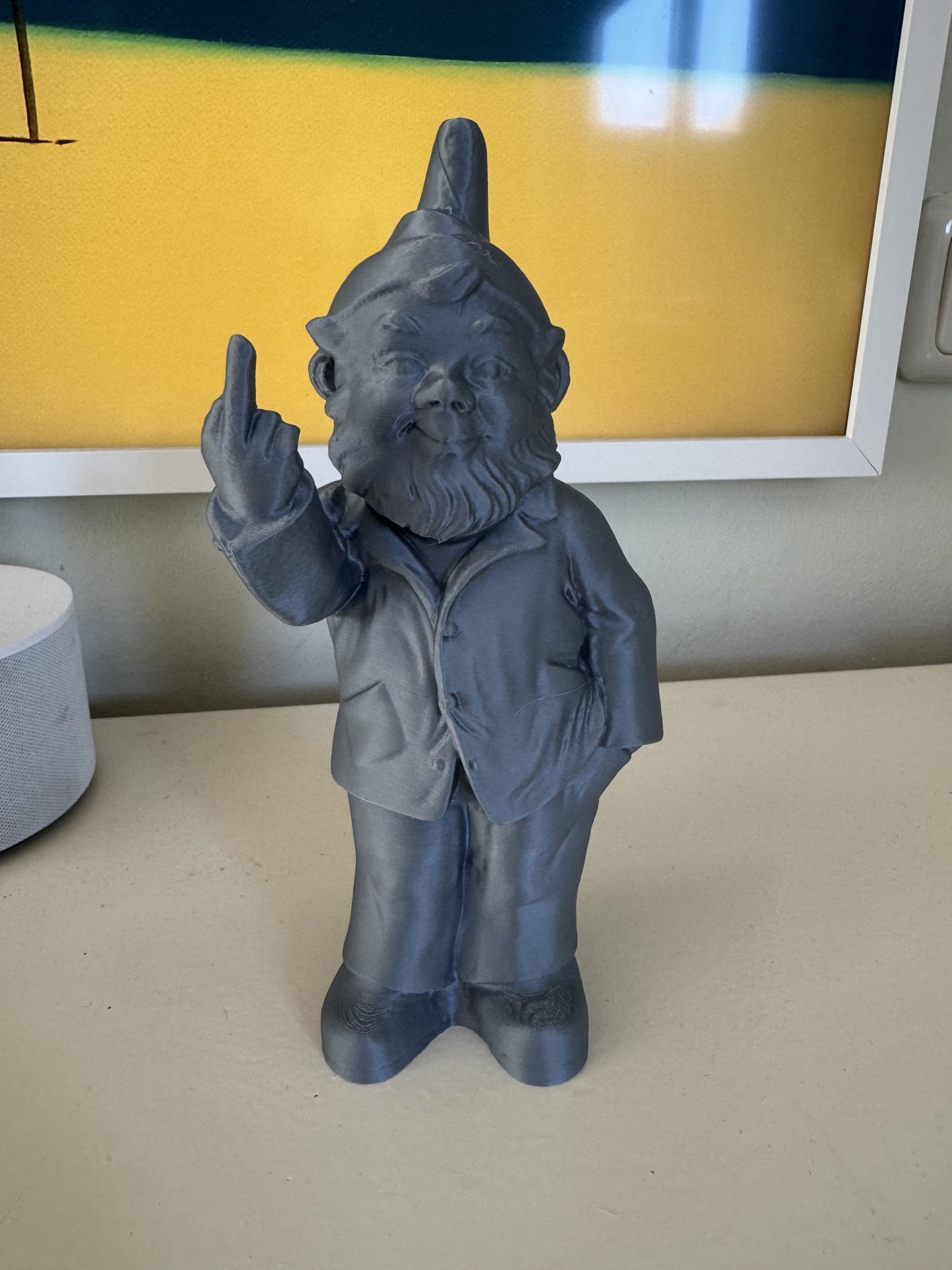 Brutale Kabouter – 3D-Geprint Decoratief Beeldje | Grijs