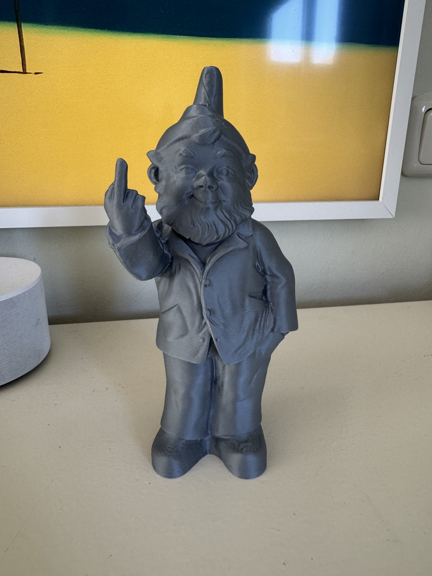 Brutale Kabouter – 3D-Geprint Decoratief Beeldje | Grijs